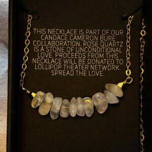 Benevolence Los Angeles Rose Quartz Bar Necklace with Gold Chain